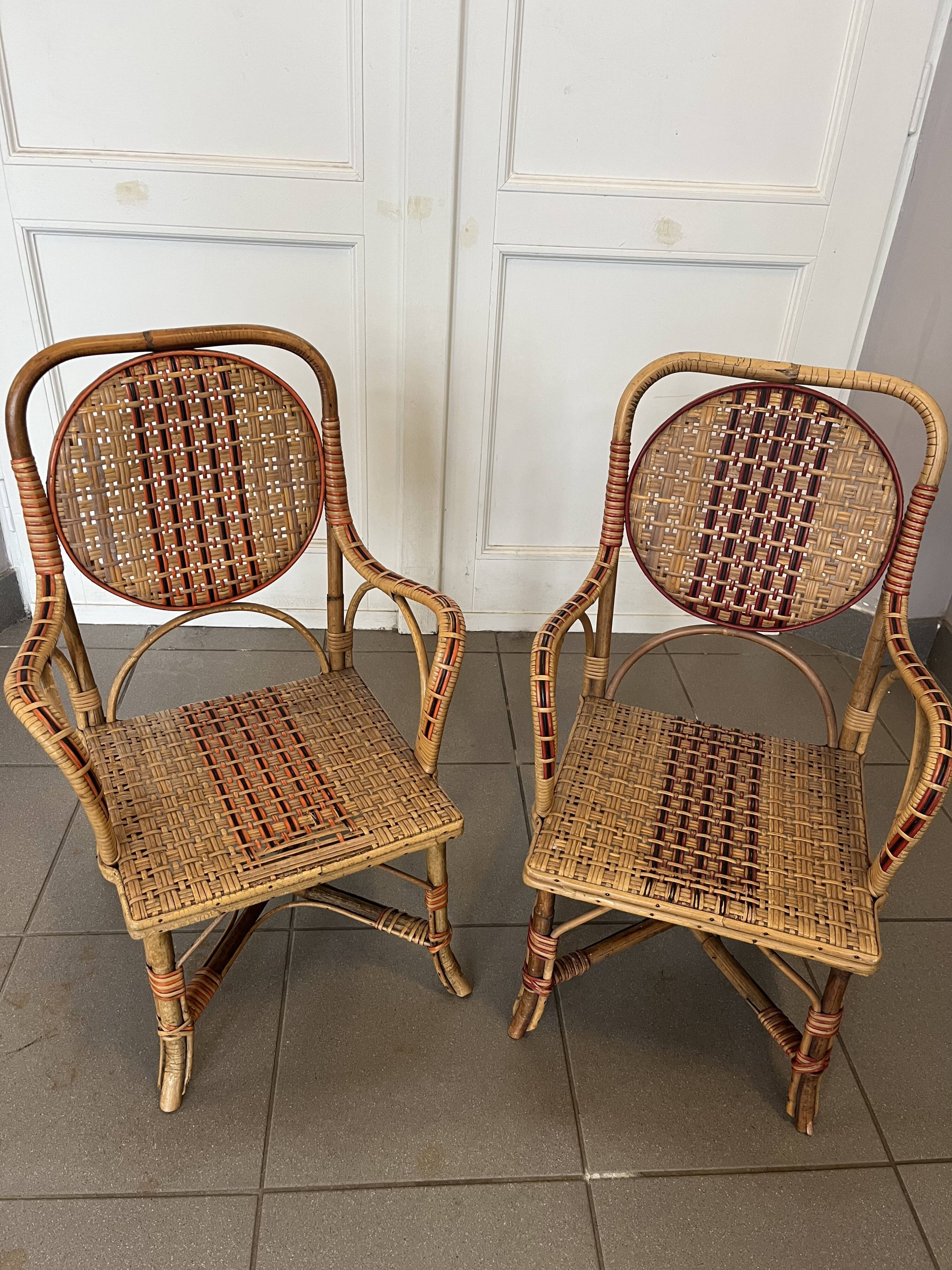 Rattan armchairs for children bistro style