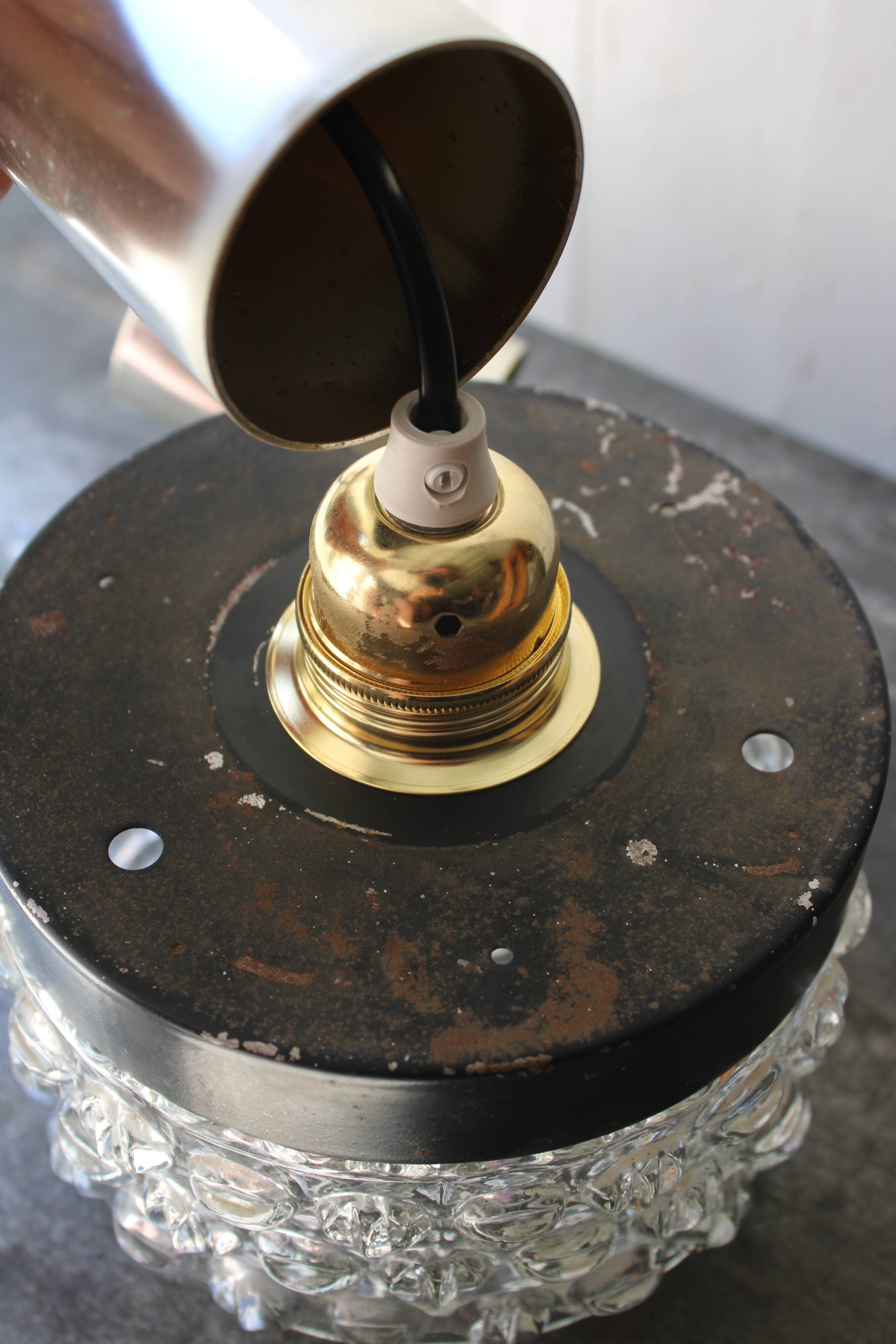 Vintage moulded glass hanging lamp