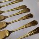 Gold metal fish cutlery, knives and forks 24 pieces