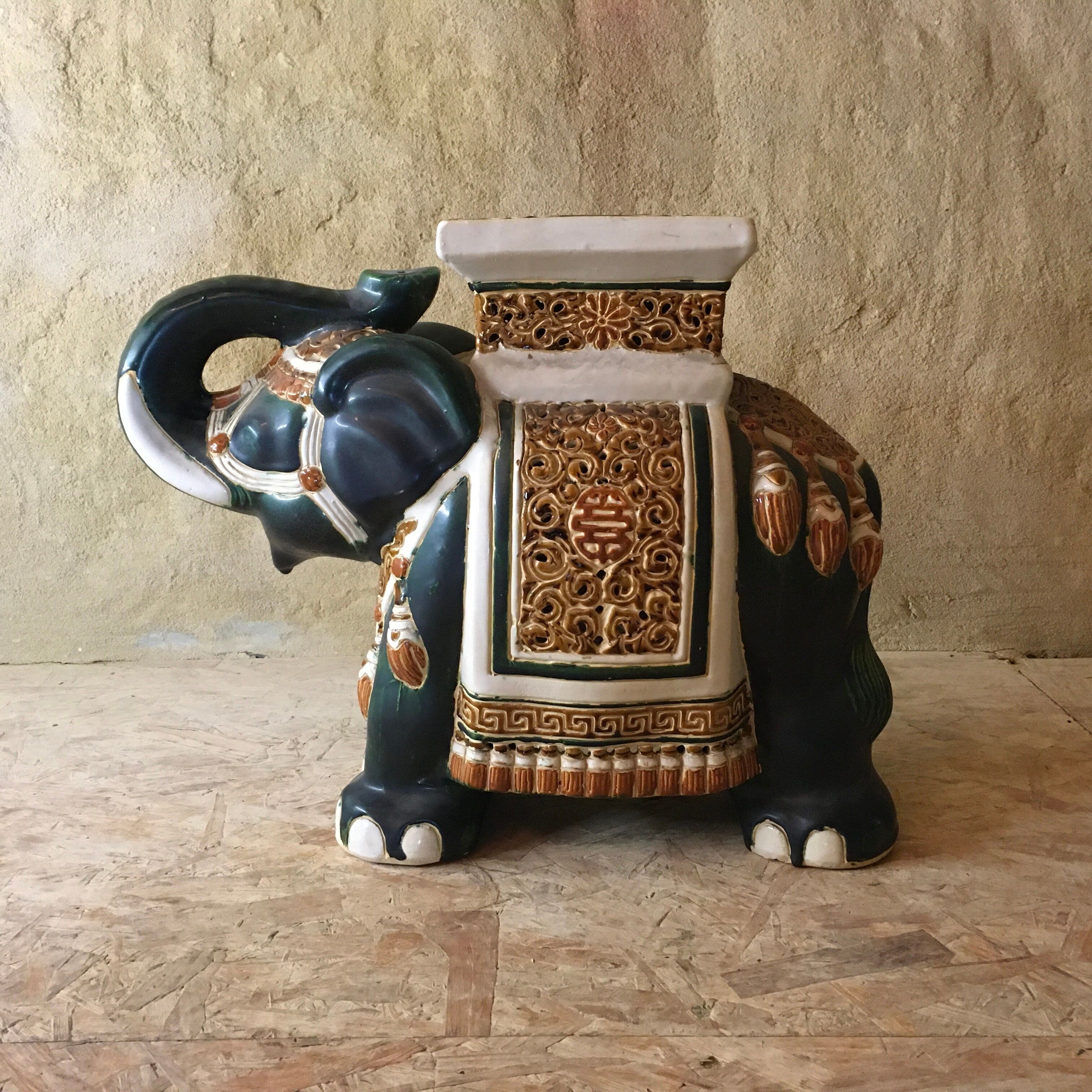 Terracotta elephant plant holder