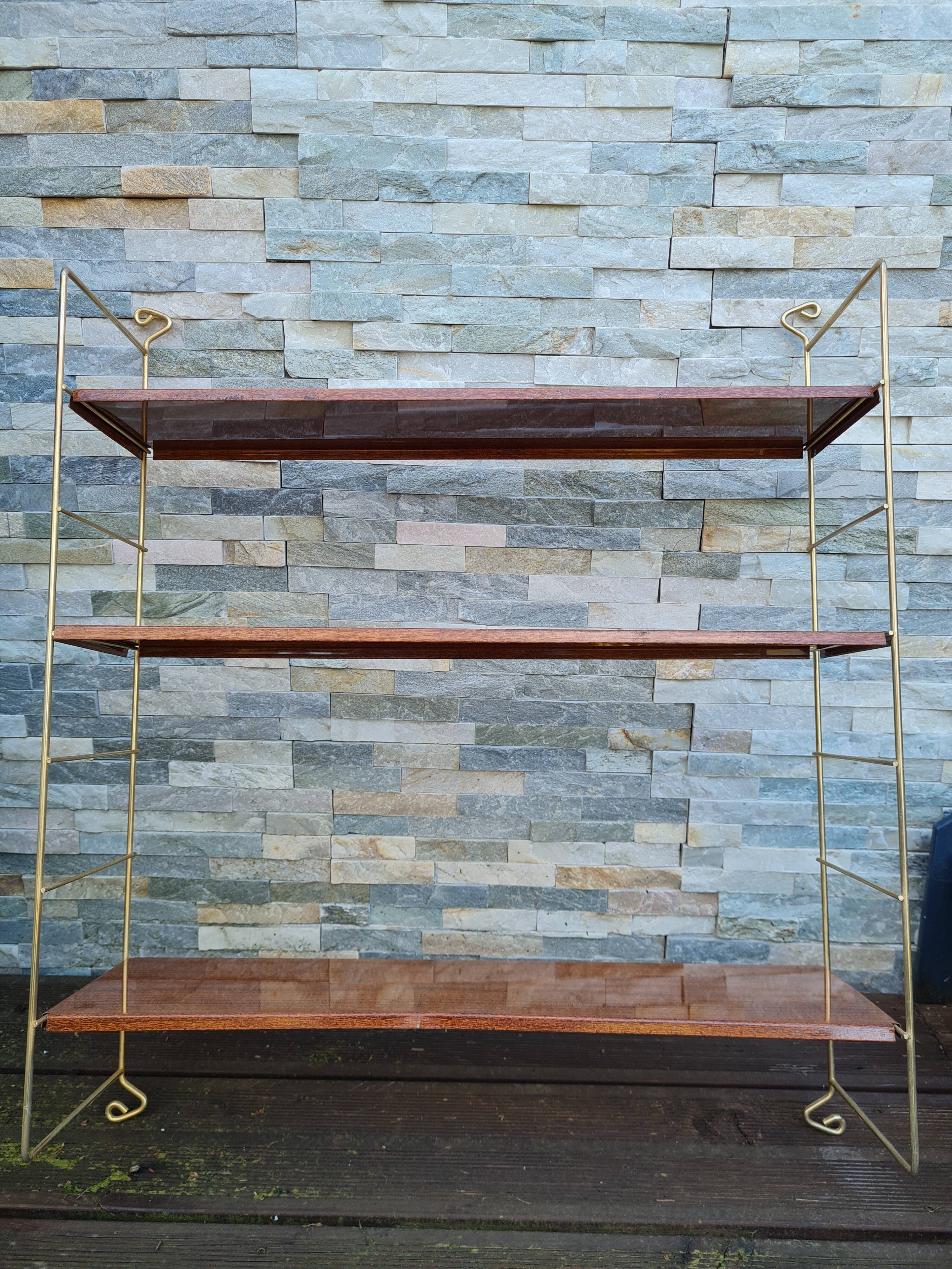 Wall shelves style metal string imitation wood 60- 70s