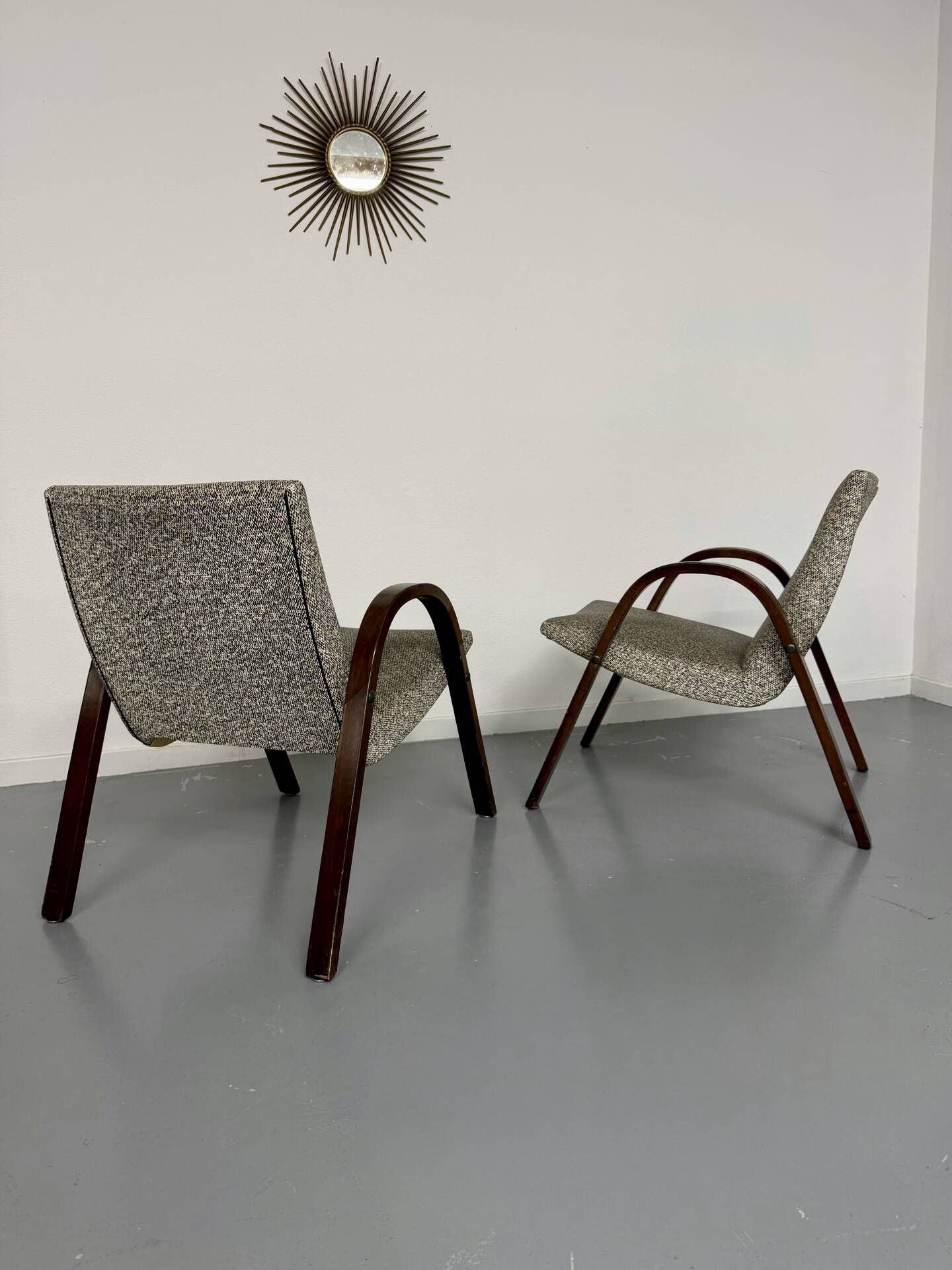Set of 2 vintage design Bow-Wood Steiner armchairs, 1950s.