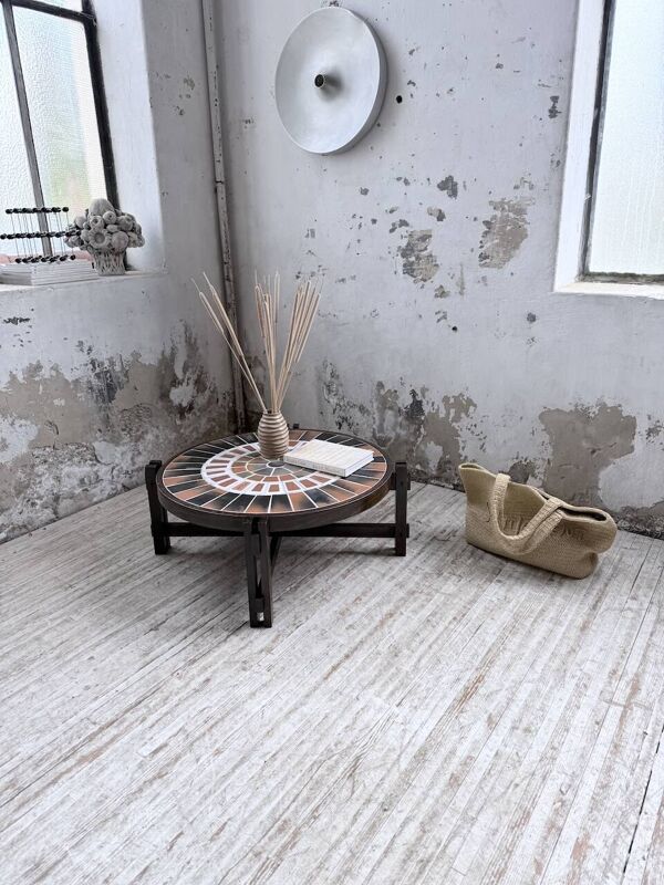 Table basse ronde Roger Capron herbier terracotta