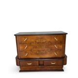 Commode italienne Art déco en ronce de noyer, années 1920