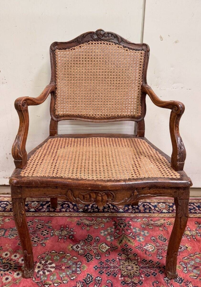 Louis XV style office chair in carved walnut