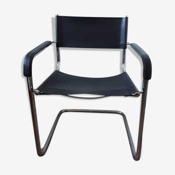 Leather and chrome design chair cantilever 60s/70s