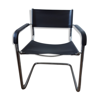 Leather and chrome design chair cantilever 60s/70s