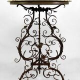 Wrought iron pedestal table and marble top, Venice, Italy, 17th century