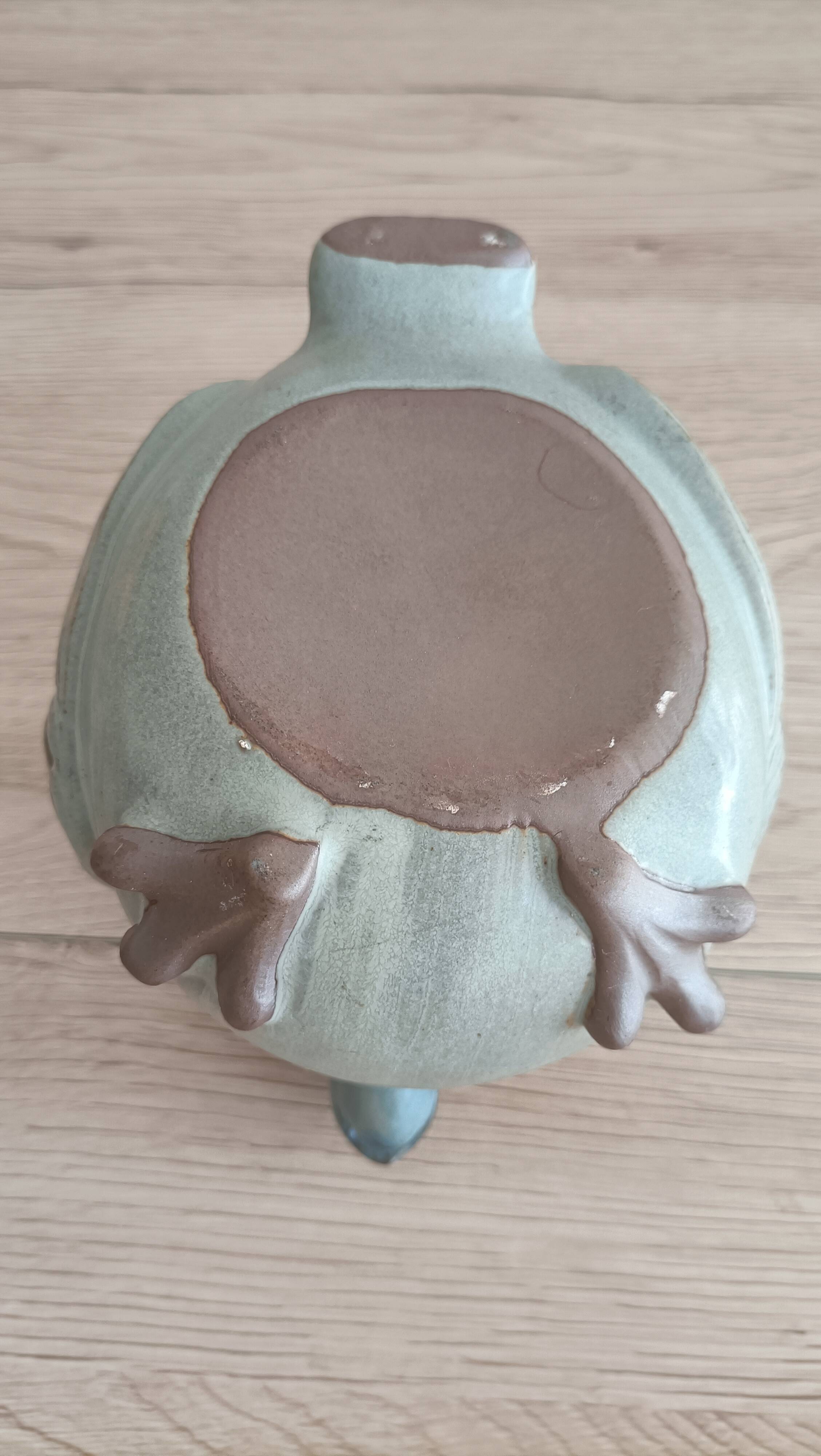 Japanese owl teapot in vintage stoneware