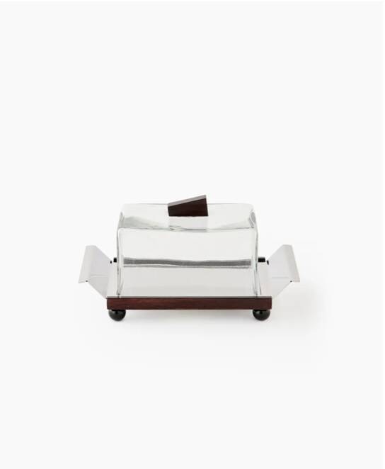 Garance Vallée Monoprix. Butter dish, chrome-plated metal and glass