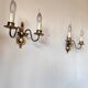 Pair of Dutch style 2-light brass wall lights
