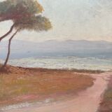 Painting bifacial view orientalist and mediterranean landscape signed mid-XX°