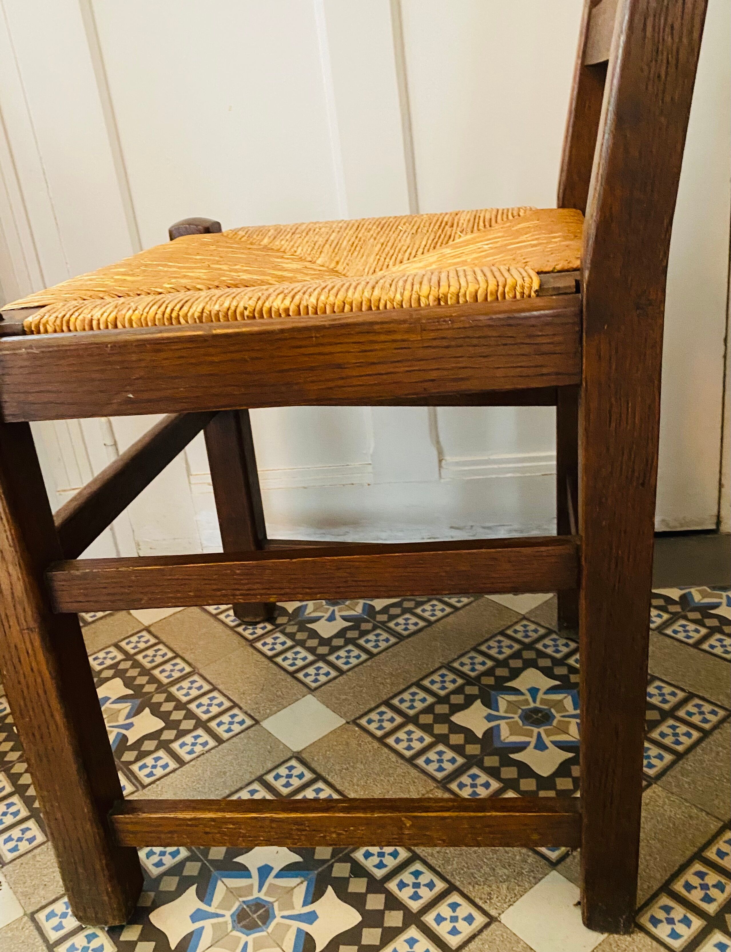 Lot de 2 chaise bois et paille