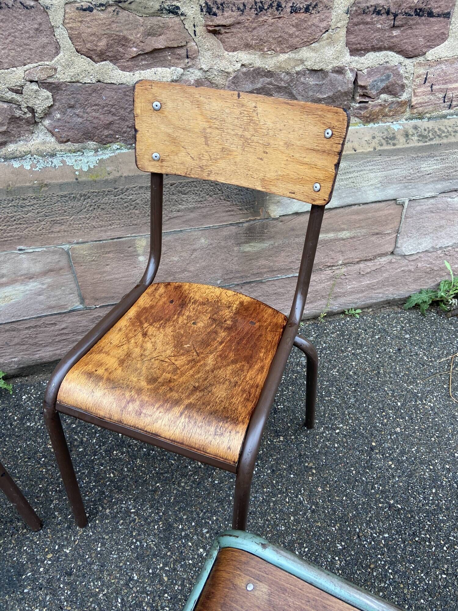 Lot de 4 chaises industrielles école vintage collectivités mullca 6