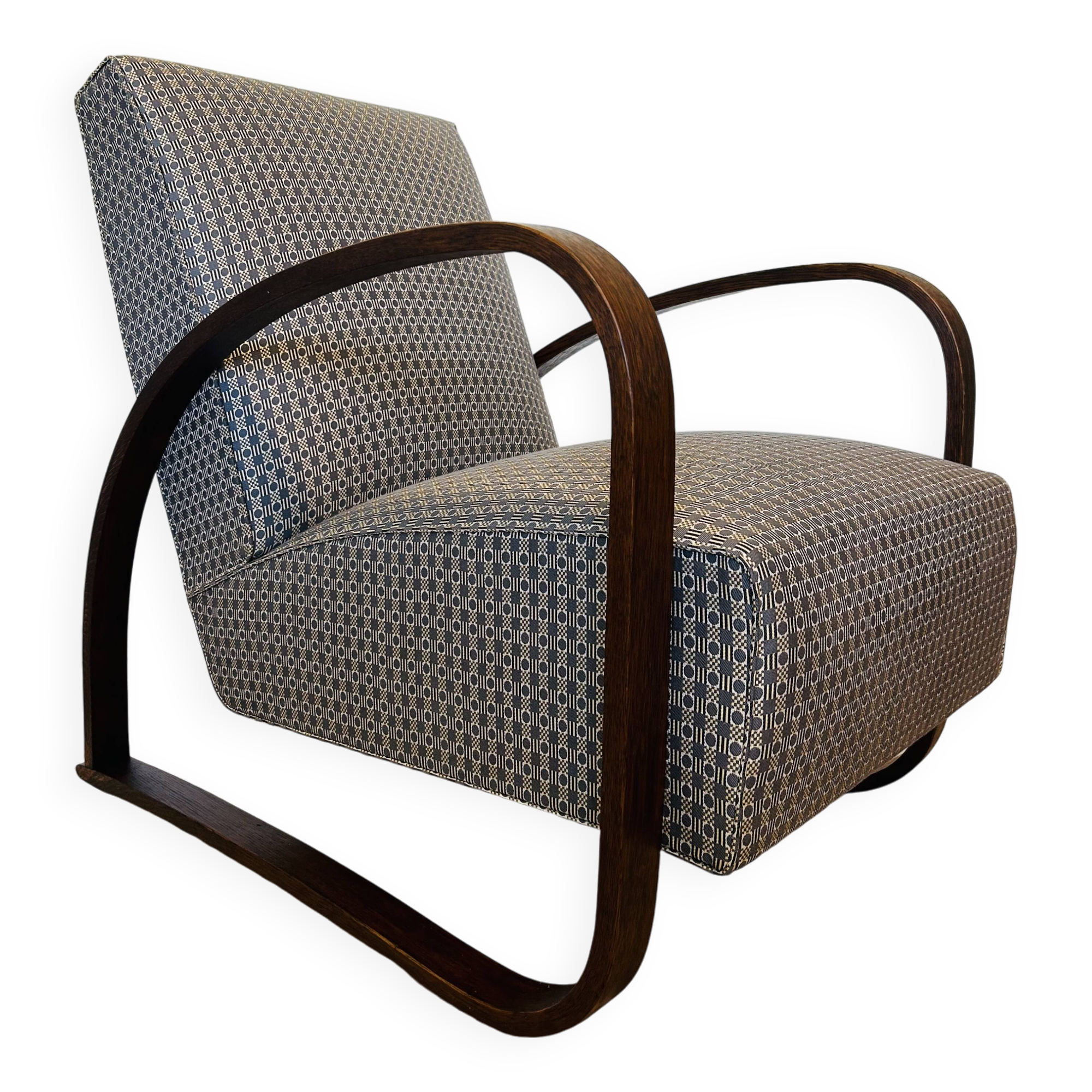 Fully restored Vintage Armchair by Jindrich Halabala model H-70 from Czechoslovakia 1950’s