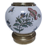 round vase earthenware brass decorated with flowers and insects early 20th century