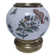 vase boule faïence laiton décor fleurs insectes début xxème