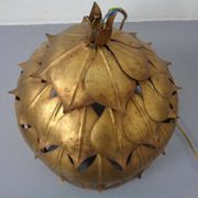 Large French Brass Lotus Ceiling Lamp, 1940s