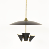 Pair of Italian chandeliers in brass and metal lacquered black