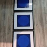 Optical Art Triptych - 3 Vintage Paintings - Victor Vasarely - Frames