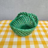 Green ceramic basket basketry Vallauris style Empty-pocket