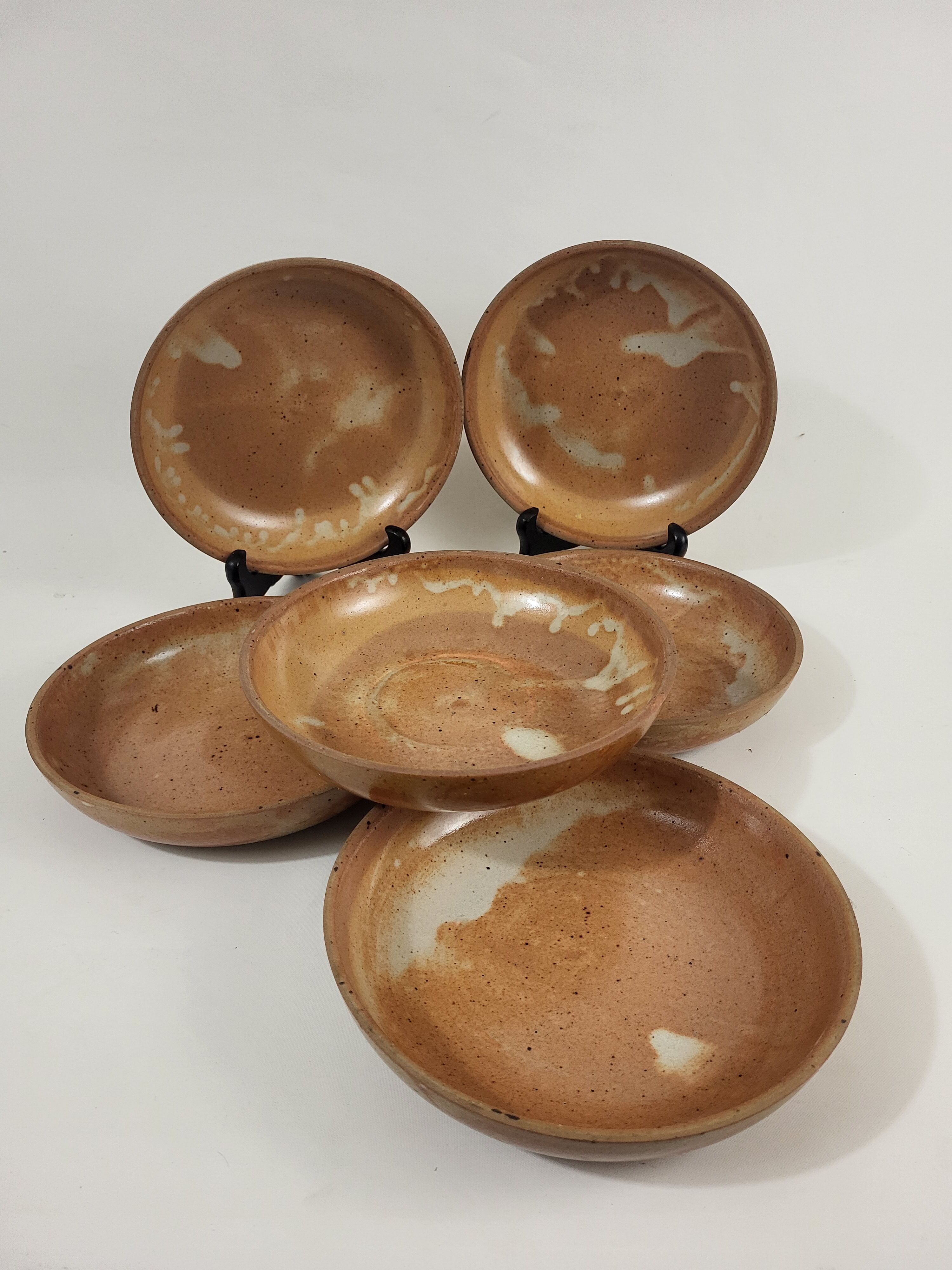 Set of 6 hollow plates in Puisaye stoneware