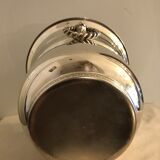 Ancient champagne bucket in silver metal with lion heads