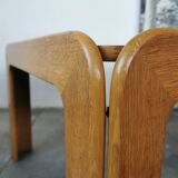 Square coffee table in light oak design 1970