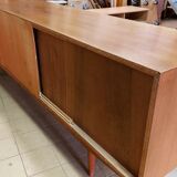 Enfilade scandinave vintage en teck avec portes à rideau