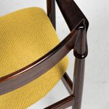Midcentury Danish chair with armrests in rosewood by Henry Rosengren Hansen for Brande Møbelindustri