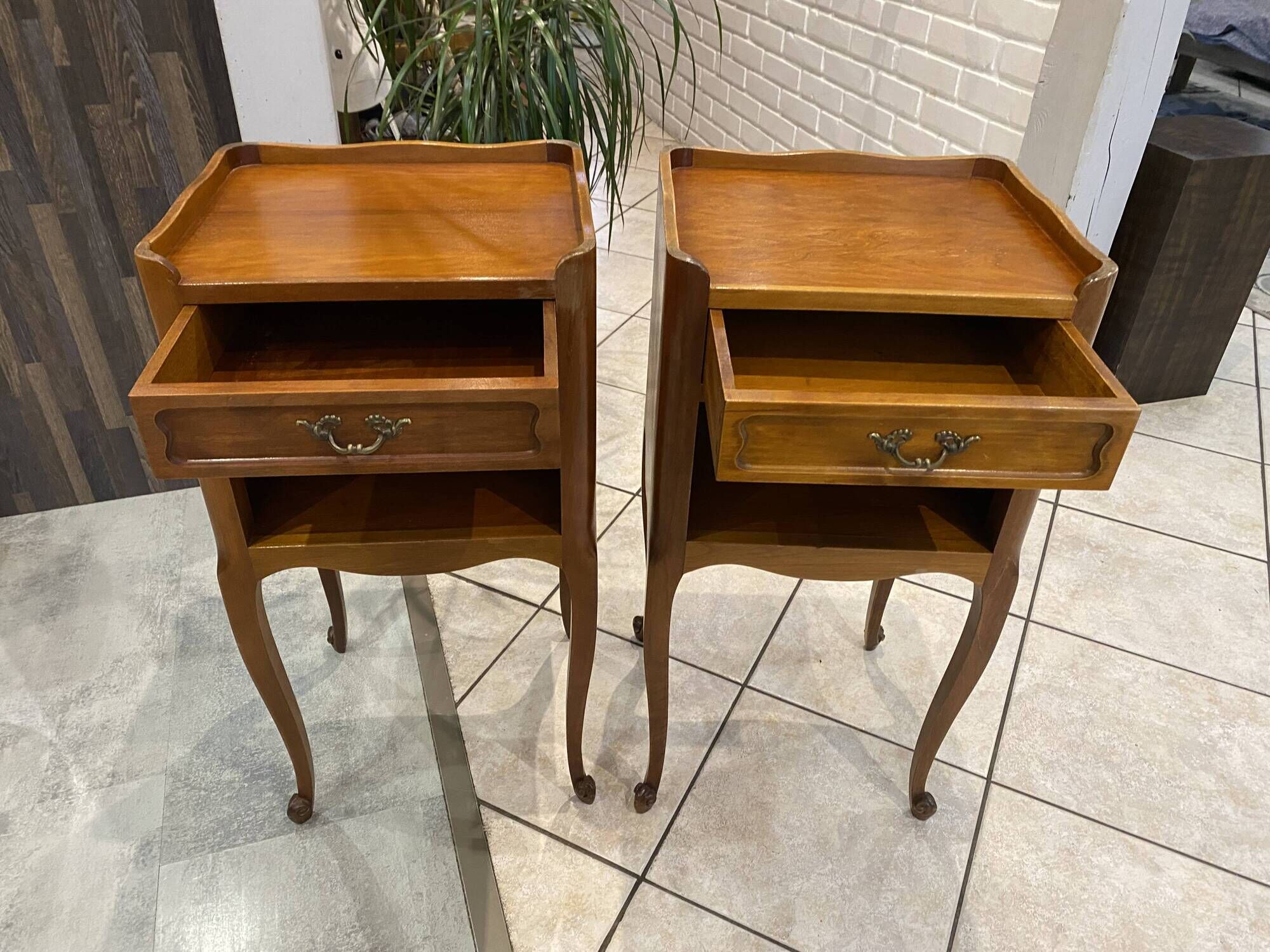 Pair of bedside tables with drawer and niche in Louis XV style.