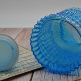 Vintage blue jar with relief