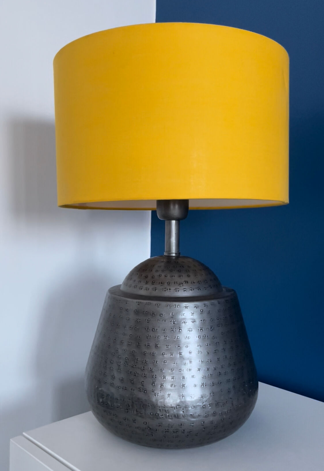 Metallic and yellow lamp
