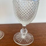 Two 19th-century moulded crystal glasses with diamond points.