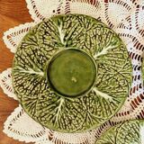 Set of 6 small cabbage barbotine plates