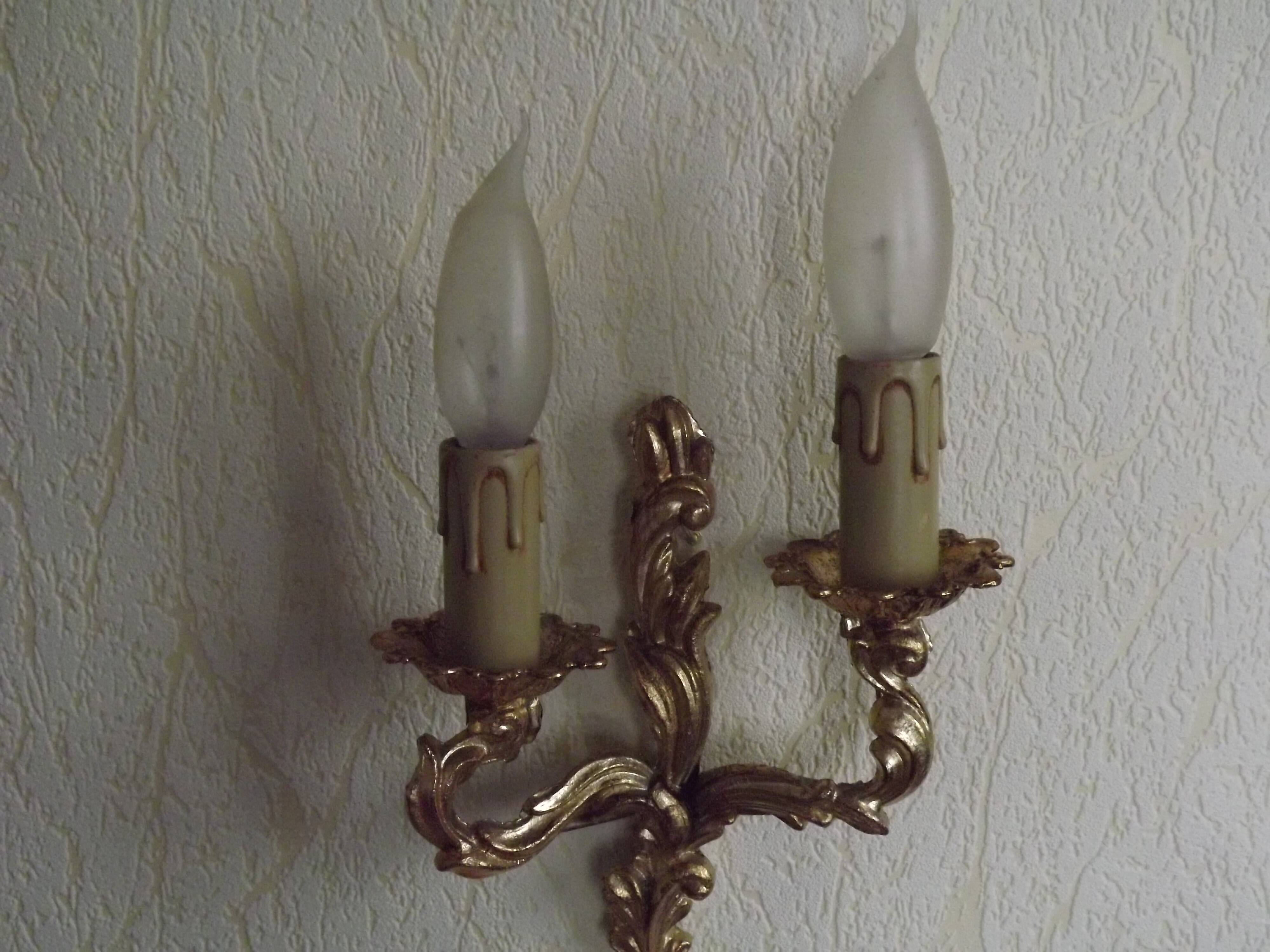 Brass wall lights.