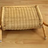 Magazine rack made of bamboo, rattan and wood, vintage from the 70s