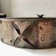 Wrought iron and wood ashtray, Brutalist style, 23rd century