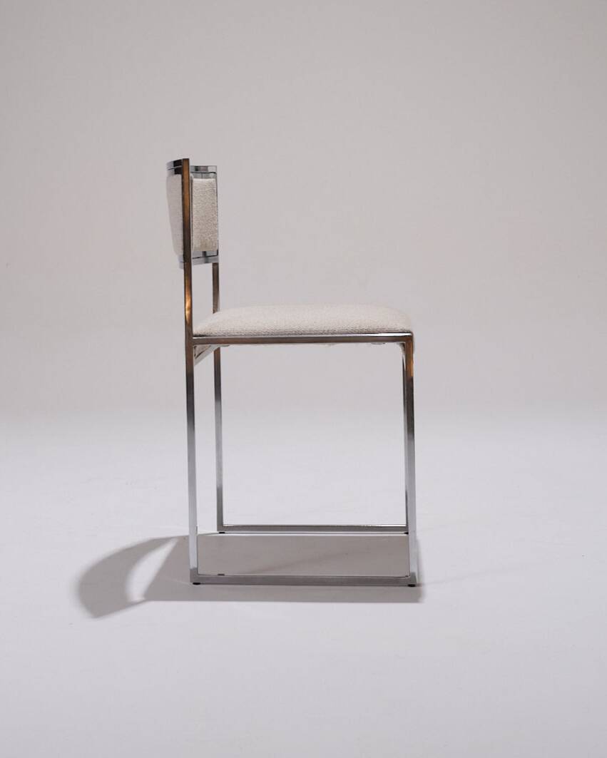 Pair of metal and textured fabric chairs, 1970s