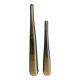Dyptic vase in brushed chrome metal for single flowers.