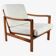 Scandinavian armchair in teak and cream fabric by Baczyk, 1960s, restored.