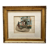 Antique lithograph Le Charivari 1844 framed – 19th-century gilded frame