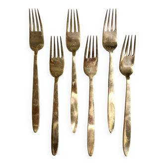 6 fourchettes à entrée en bronze doré