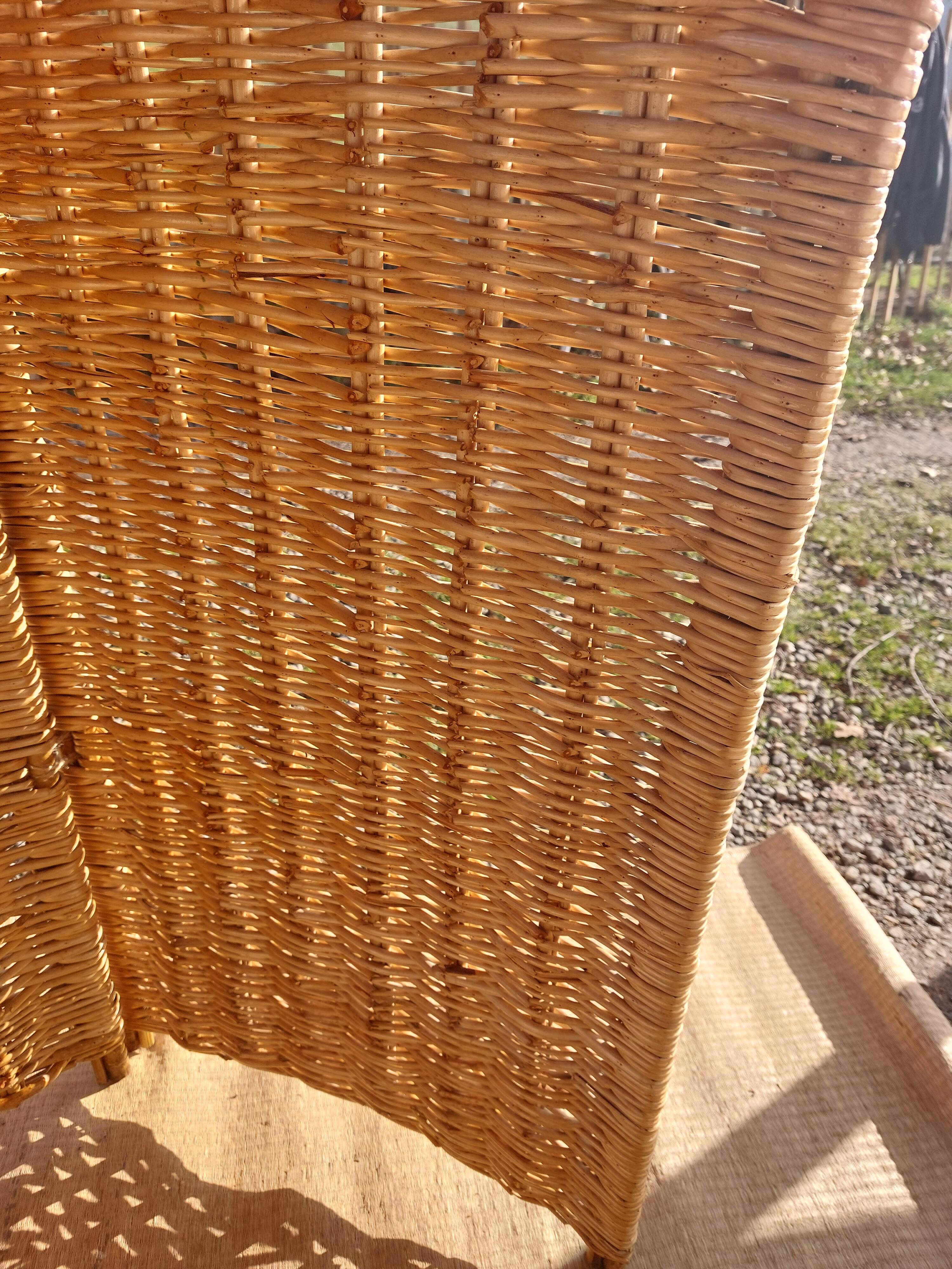 paravent en osier, 3 panneaux
