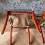 Rare - Set of 4 Louis Philippe/restoration style chairs with medallion - Blue / cherry color