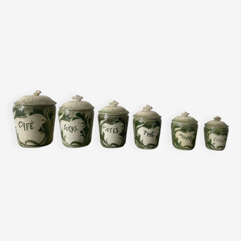 Set of 6 earthenware spice jars St Clément barbotine