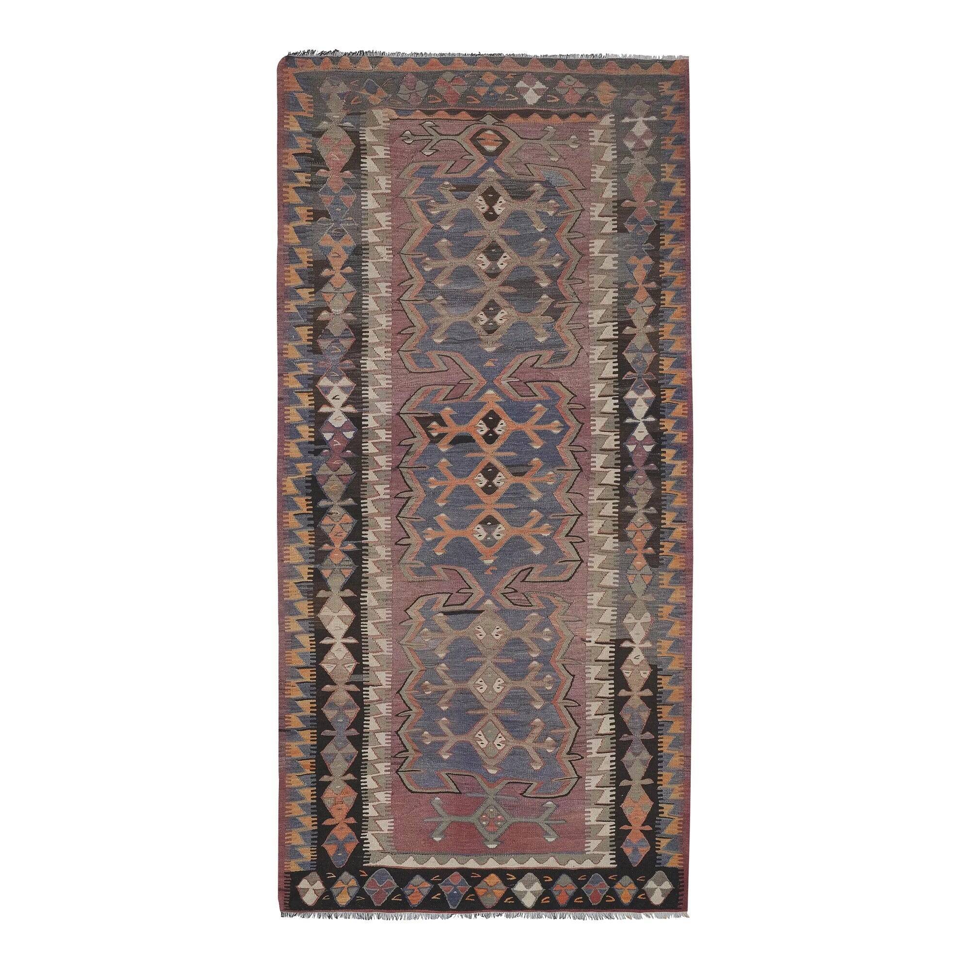 Vintage Turkish kilim, handwoven, 143x311 cm.