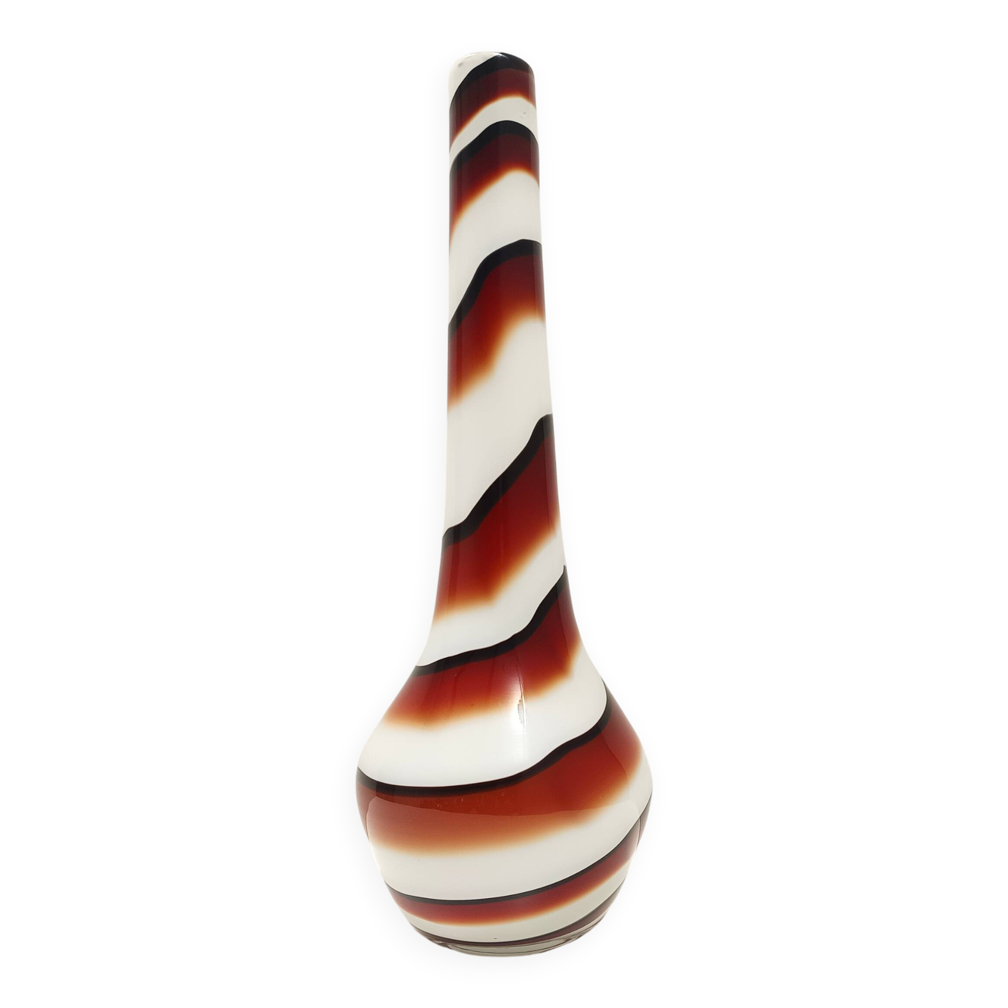 Large Red, Black and White Glass Vase attr. to Carlo Moretti