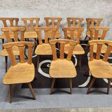 12 wooden bistro chairs, 1970