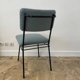 Set of 4 chairs from the 1950s in sky blue fabric